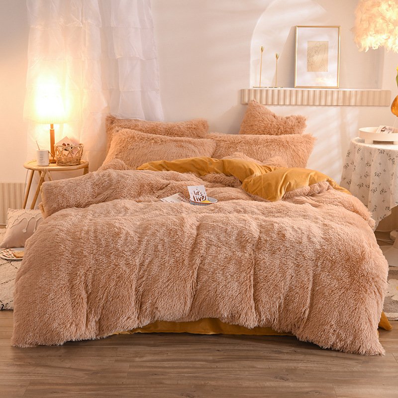 Luxury Thick Fleece Duvet Cover Queen King Winter Warm Bed Quilt Cover Pillowcase Fluffy Plush Shaggy Bedclothes Bedding Set Winter Body Keep Warm - Image 9