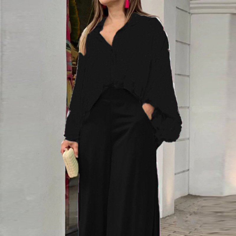 Women's Printed Shirt Wide Leg Pants Fashion Casual Set - Image 8