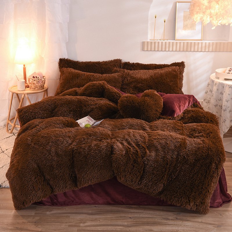 Luxury Thick Fleece Duvet Cover Queen King Winter Warm Bed Quilt Cover Pillowcase Fluffy Plush Shaggy Bedclothes Bedding Set Winter Body Keep Warm - Image 3