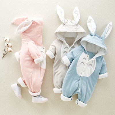 The new cotton padded cotton baby romper thickened chinchilla hooded cotton baby Onesies newborn go climbing clothes - Image 6