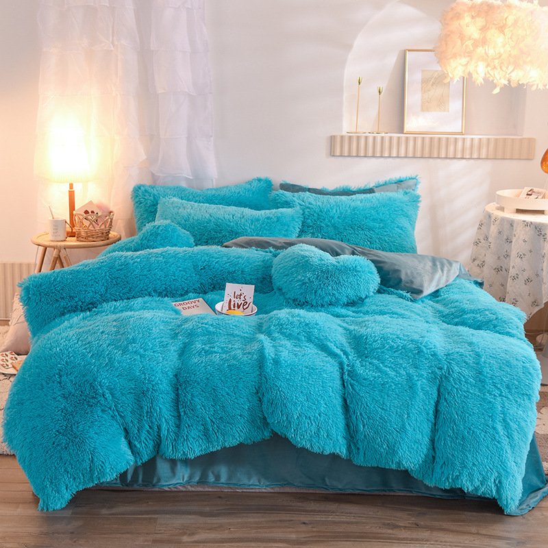 Luxury Thick Fleece Duvet Cover Queen King Winter Warm Bed Quilt Cover Pillowcase Fluffy Plush Shaggy Bedclothes Bedding Set Winter Body Keep Warm - Image 4