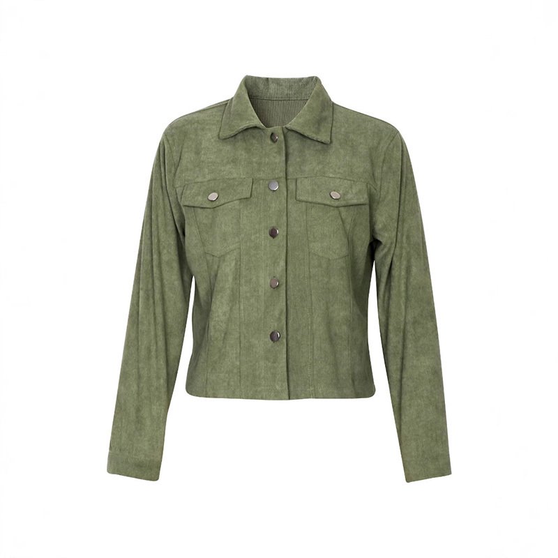 Women's Corduroy Long Sleeve Jacket - Casual Button-Up Coat With Flap Pockets - Image 7