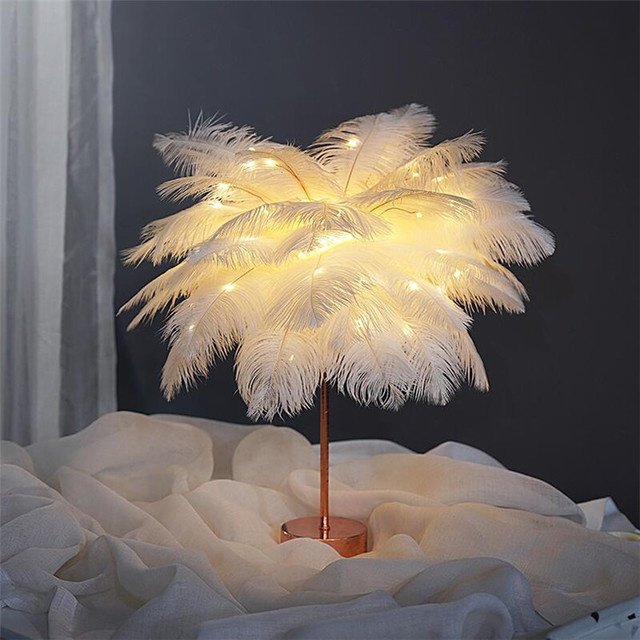 Feather Lamp Nordic Desk Lamp European-Style Bedroom Bedside Feather Table Lamp Night Light Table Lamp Decoration Modern - Image 8