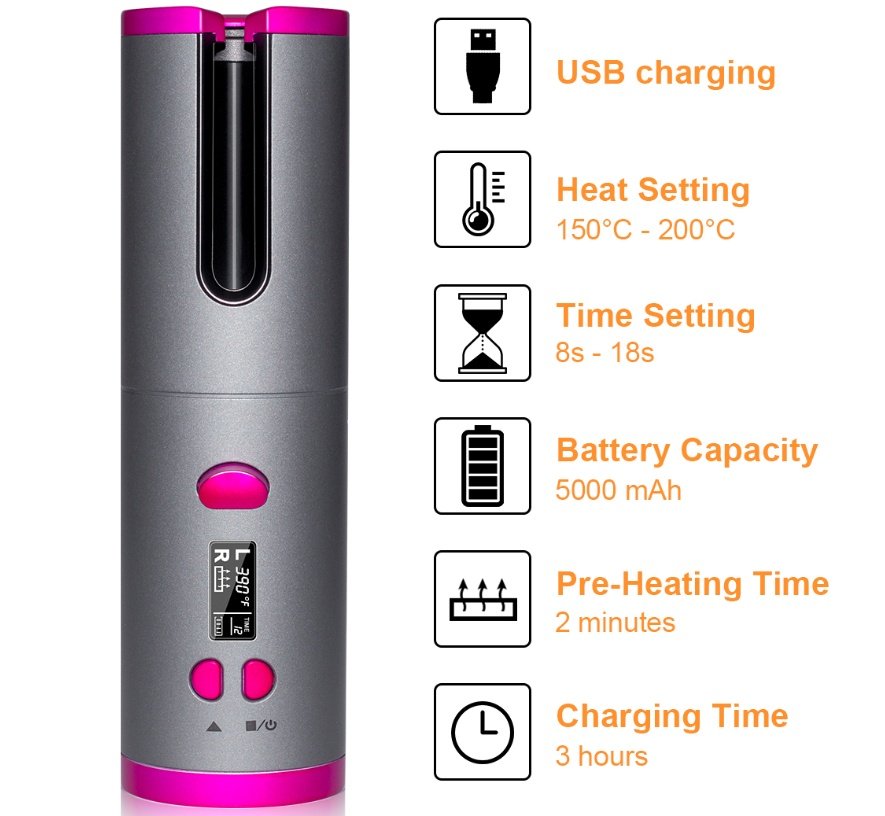 Curling Iron USB Wireless Multifunctional Charging Curler - Image 8