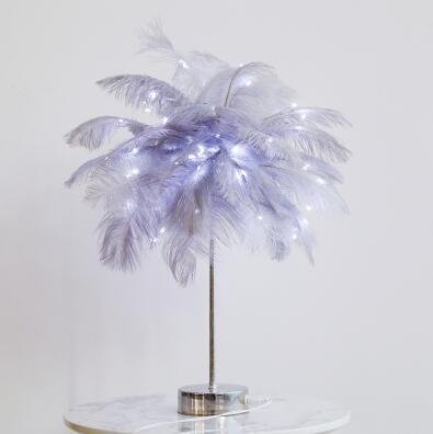Feather Lamp Nordic Desk Lamp European-Style Bedroom Bedside Feather Table Lamp Night Light Table Lamp Decoration Modern - Image 5